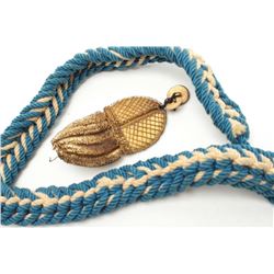 Blue and white braided cord with gold bullion tassel, for U.S. naval cocked hat and aggulette for