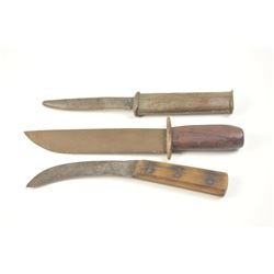 Lot of three relic, frontier knives of a type used by Frontiersmen, Buffalo Hunters and Pioneers,