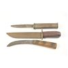 Image 1 : Lot of three relic, frontier knives of a type  used by Frontiersmen, Buffalo Hunters and  Pioneers, 