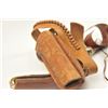 Image 5 : Lot of three vintage leather gun belts and  single action holsters.  The holsters are by  various ma
