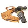 Image 2 : Lot of three tooled leather cartridge belts  with single action holsters.  The holsters  are in fair