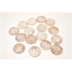 A collection of 16 pure one ounce silver coins from the mythological series,including Hiawatha, me