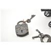 Image 3 : Lot of two vintage padlocks and a cast iron  cannon with carriage.  One padlock has  crossed cavalry