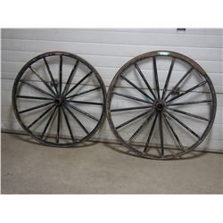 Pair of Vintage Wooden Wheels
