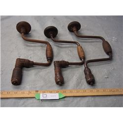 3 Vintage Hand Drills