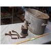 Image 1 : Galvanized Tub No Lid, Torch, and Stove Cranks
