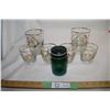 Image 1 : gold trim 50th wedding anniversary tumblers / glasses and turquoise jar