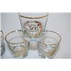 Image 2 : gold trim 50th wedding anniversary tumblers / glasses and turquoise jar