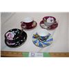 Image 1 : lot of 4 japan vintage cups and saucers includes 1 occupied demitasse and 1 occupied cap saucer