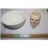 Image 1 : vintage pottery skull mug and mixing bowl