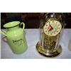 Image 3 : dome clock , newer enamelware , pottery jug