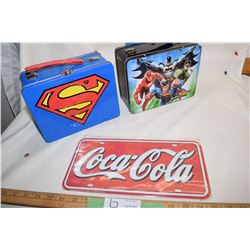 Collector Lunch Boxes and Coca-Cola License Plate