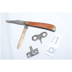 Ka-Bar Folding Knife and Clock Key