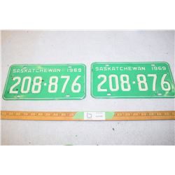 1969 Pair of Saskatchewan License Plates