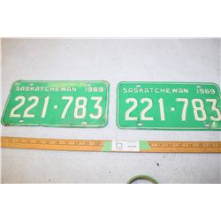 1969 Pair of Saskatchewan License Plates
