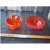 Image 1 : 2X THE MONEY - Orange Chalet Art Glass Bowls (One Stamped)
