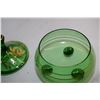 Image 2 : Small Footed Green Covered Dish (Has Chips)