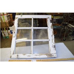 6 Pane Window 26 by 29" (1 Missing Pane, 1 Broken)