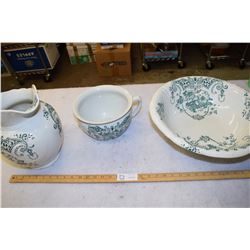 Warwick England Commode, Wash Basin and Pitcher (Crack in Commode and Basin)