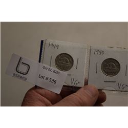 1949 and 1950 Canada VG Nickels