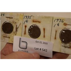 1934/35/36 Canada Pennies
