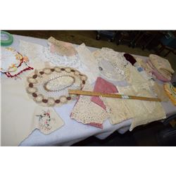 43 Crochet Doilies, Pin Cushion, Dresser Scarfs, Table Clothes and etc.