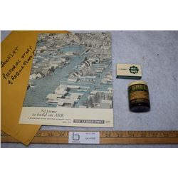 Hooleys Green Ointment Jar, 2oz Jar made in 1950s Edmonton, Box of Laxatives Tablets-Herbal and etc
