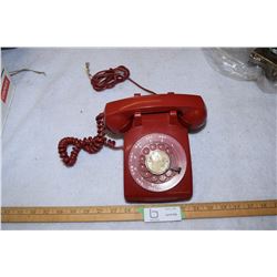 1950s Canadian Working Rotary Telephone in Unusual Red Color