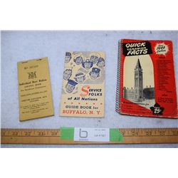 1946 Canadian Quick Facts, Buffalong Guidebook for Folks in Uniform & Beer Ration 1944 Booklet