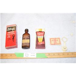 Brown Bottle of Camphorated Oil, Box Lysol Disinfectant, Box of Tilley's Leather Cleaner and More