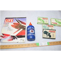 1996 FEB Life Magazine, A Century of Automobiles, Blue Plastic Beehive Corn Syrup and 4 Tintex Dye