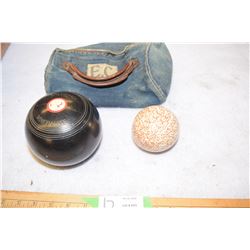 Lawn Bowling Ball and Marker By Brunswick (Mineralite 1940s)