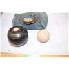 Image 1 : Lawn Bowling Ball and Marker By Brunswick (Mineralite 1940s)