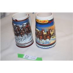 2 Budweiser Steins 1989, 2002