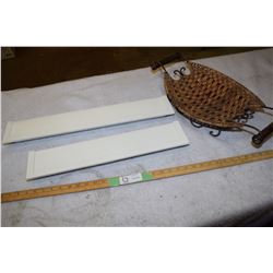 2 Shelves and Metal Wicker Basket
