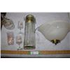 Image 1 : Wall Sconce Light (Chipped) Cruet, Spaghetti Jar and Glasses