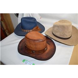 3 Cowboy Hats (Denim, Suede and Leather)