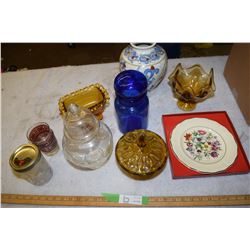 Art Glass, Plates and Vase