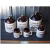 Image 1 : Whiskey Jug Style Cannister Jars and 2 Cups with Advertising Jug