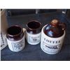 Image 4 : Whiskey Jug Style Cannister Jars and 2 Cups with Advertising Jug