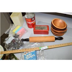 Wooden Bowls, Rolling Pin and Misc