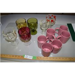Goblets and 6 Pink Coffee Cups