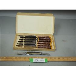 Vintage Knife Set and Pocket Knife Crown Sheffield