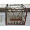 Image 3 : Vintage Metal Milk Crate with Milk Bottles