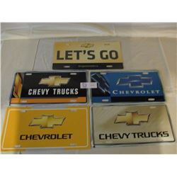 5 Assorted Chevrolet Plastic License Plates