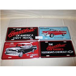 4 Chevrolet Metal License Plates