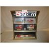 Image 1 : Table Top Display Case 16" W by 18" T with 7 1950s Assorted Trucks and Cards