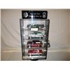 Image 1 : Table Top Plastic Display Case With Lock and Key 6.5" by 11" by 19" and 4 1950s Chevrolet Models