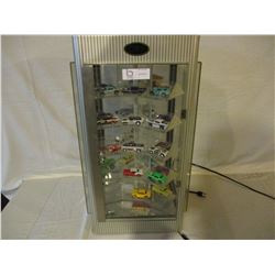 Electric Table Top Plastic Display Case 12" by 15" by 25" with 33 Chevrolet 1970s Hot Wheels