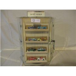 Table Top Plastic Rotating Showcase with Key 17" T and 32 Chevrolet Cars and Hot Rods